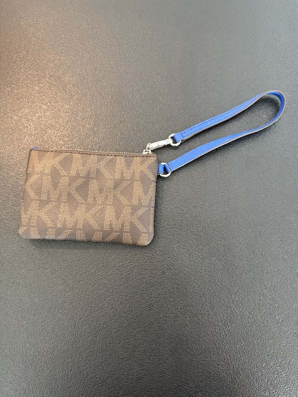 Michael Kors Logo Print Brown and Blue Wristlet Pouch 32T5SJSW1B - Picture 2 of 7